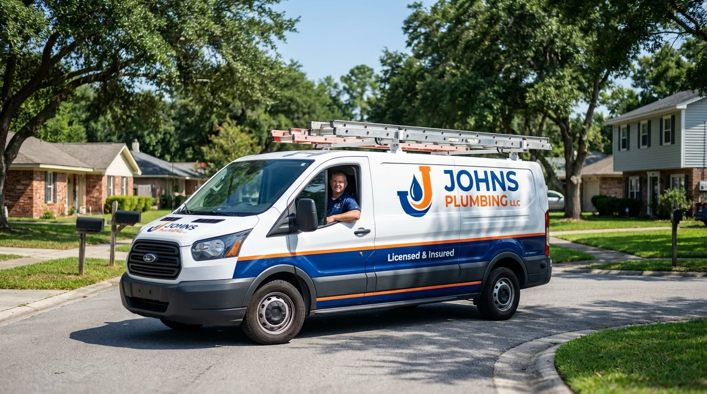 Johns Plumbing LLC service van in Deatsville, AL