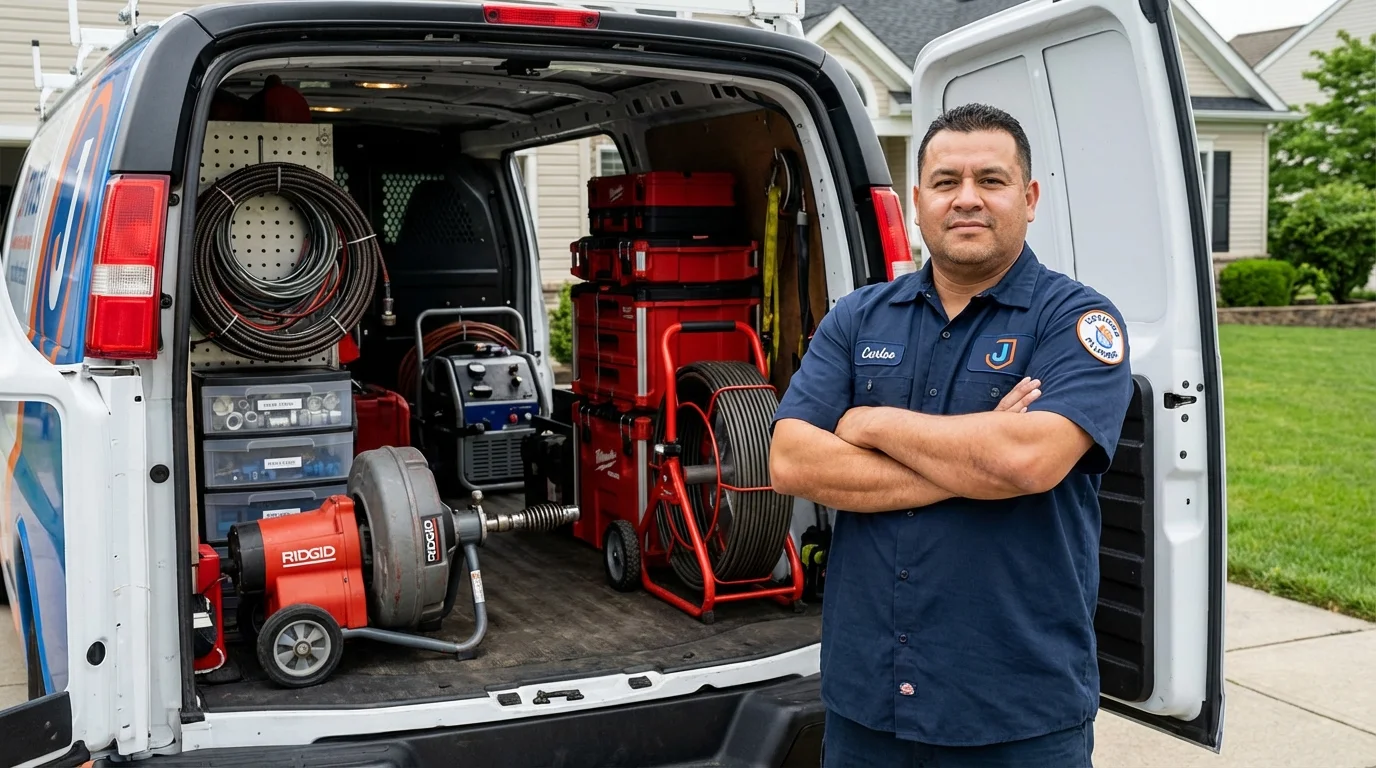Professional drain cleaning equipment and Johns Plumbing LLC plumber in Deatsville