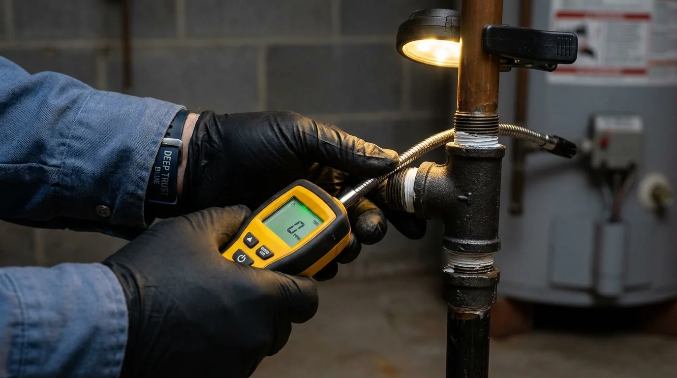 Gas leak detection with electronic sniffer by Johns Plumbing LLC in Deatsville